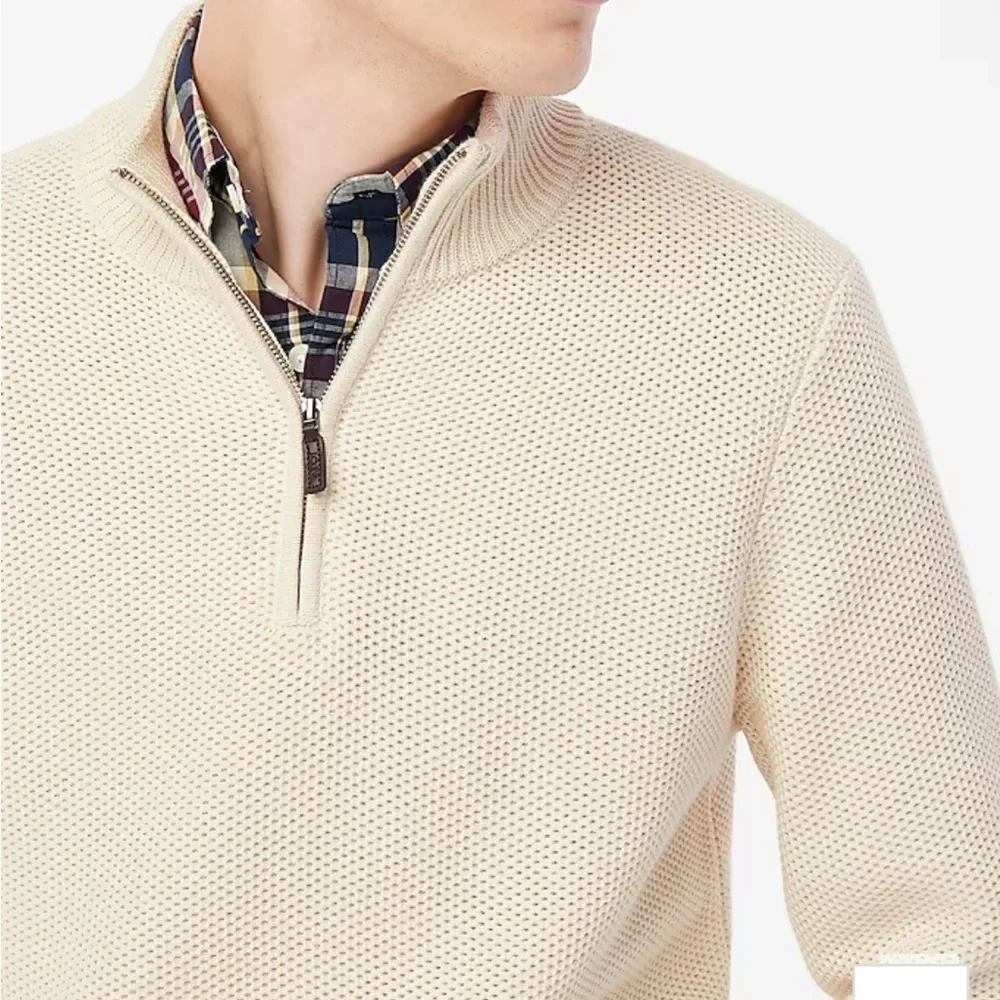 J crew Cotton honeycomb knit half-zip